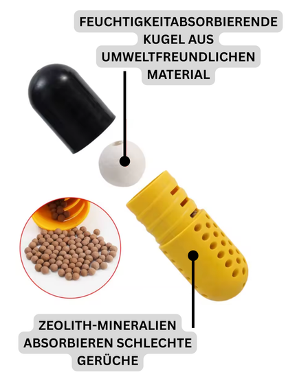 Offene Schuh-Deodorizer-Kapsel mit mineralischen Inhaltsstoffen zur Geruchsbindung